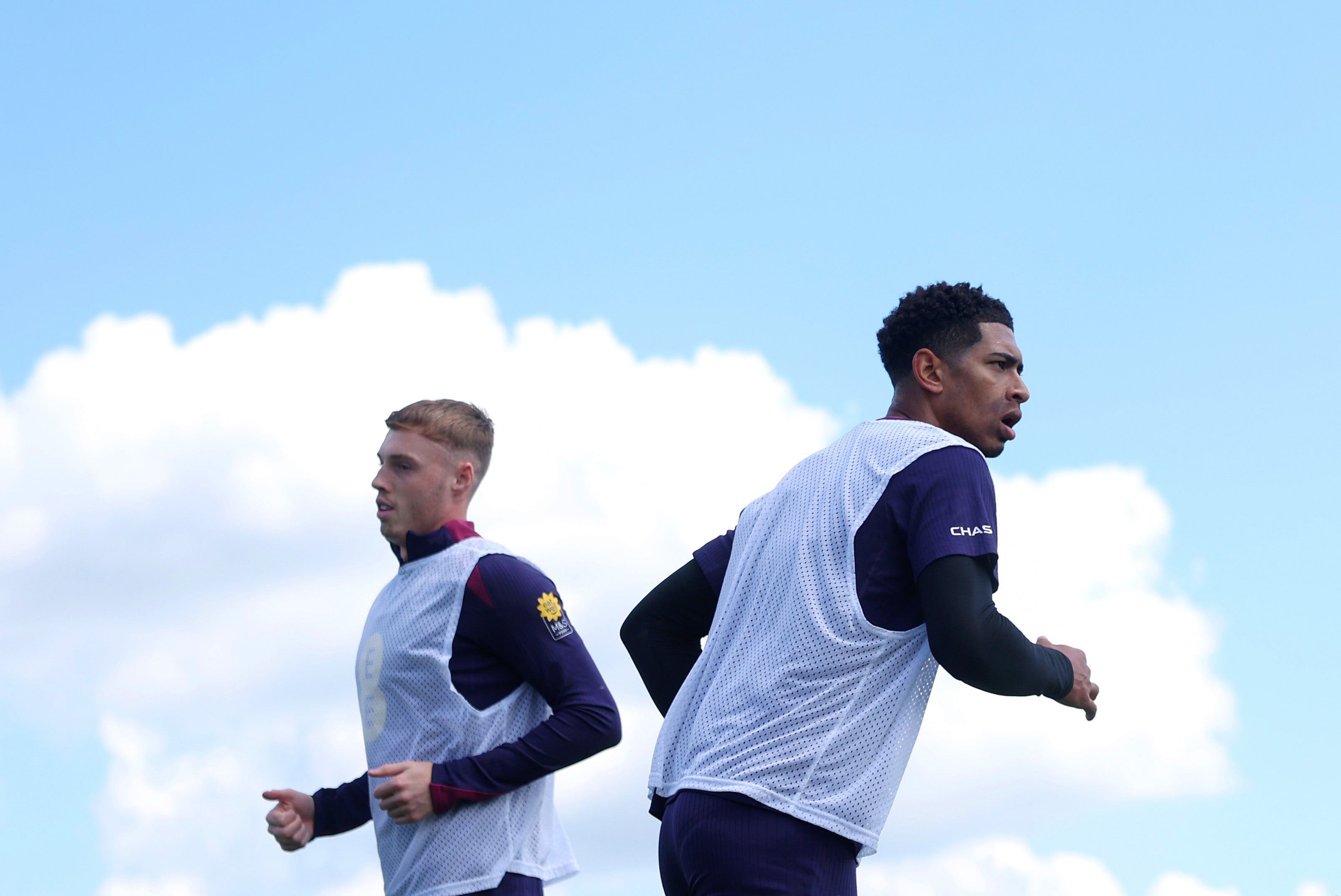 Cole Palmer and Jude Bellingham in England training this week