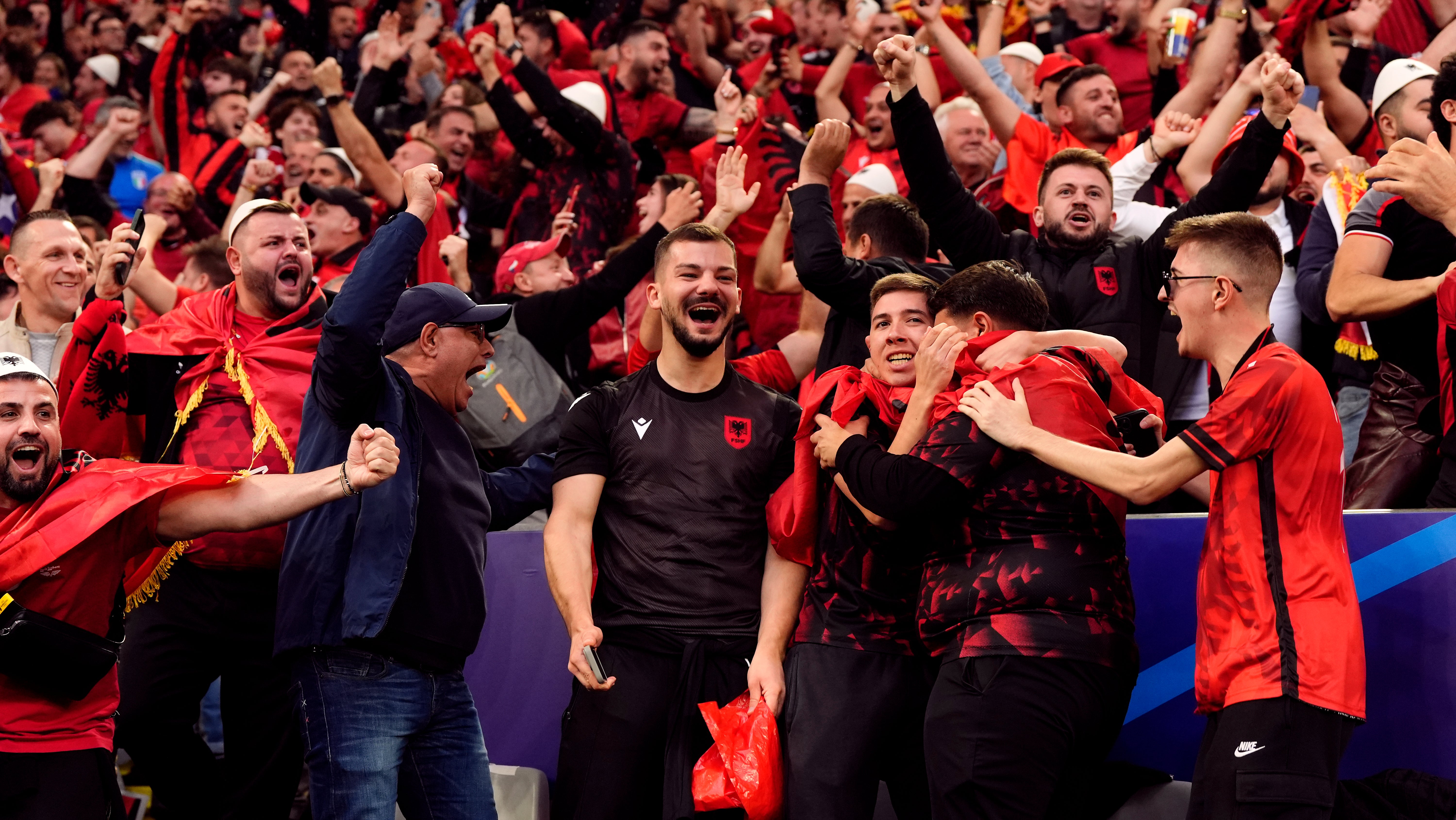 Albanian fans go crazy after their team’s record-breaking goal
