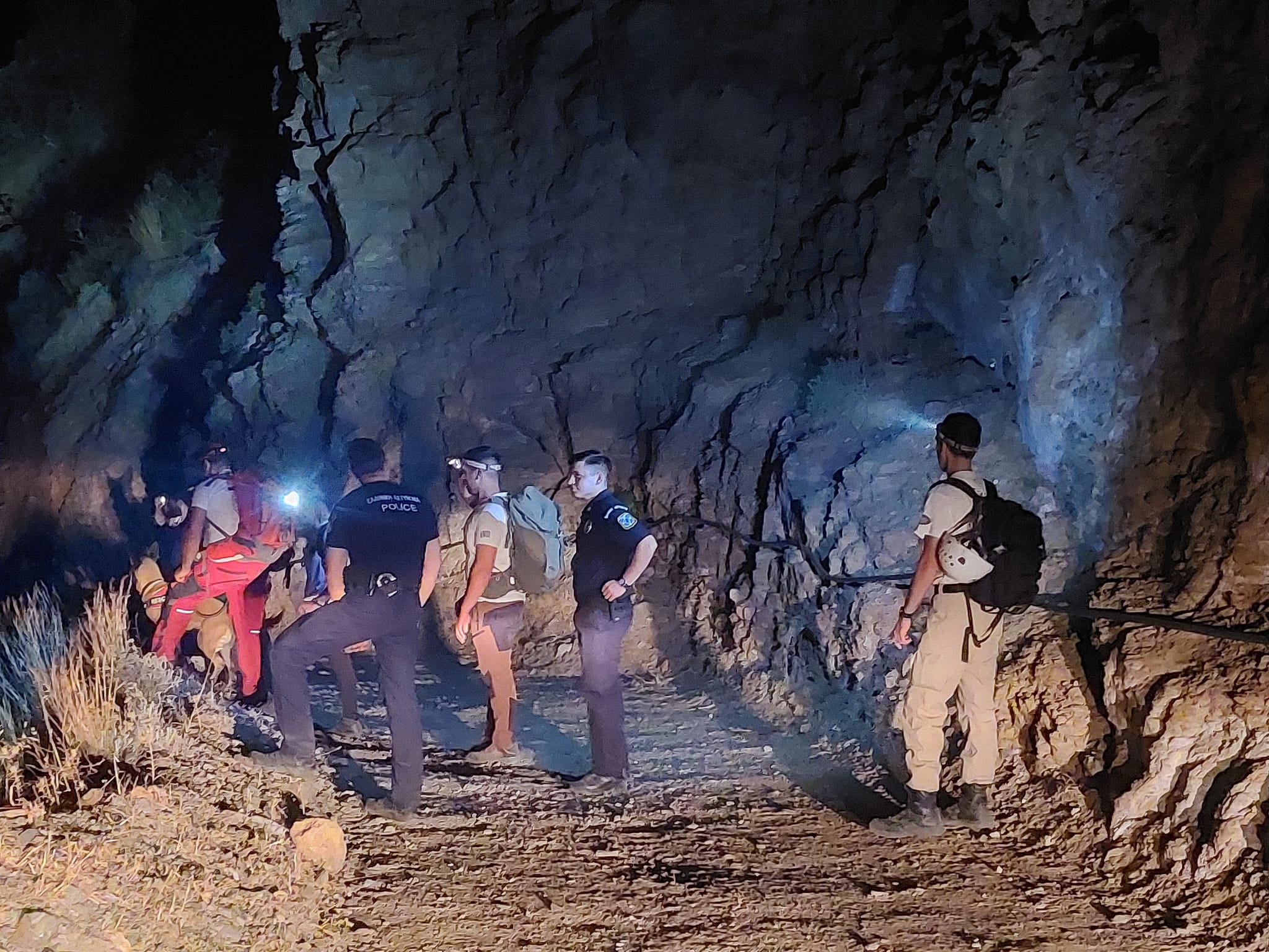 Rescue teams search a cave network on the island of Samos
