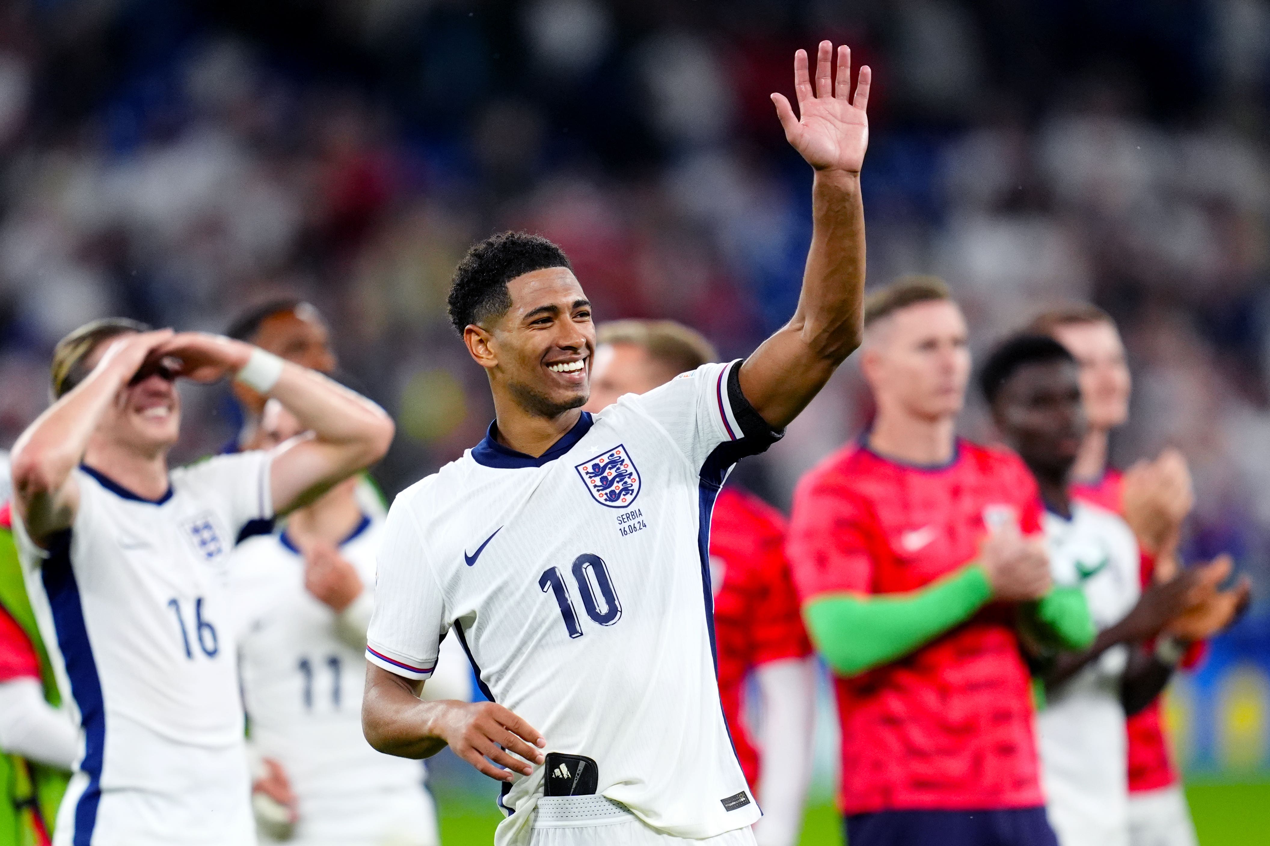 England’s Jude Bellingham waves to the fans at the end of the match (Adam Davy/PA)