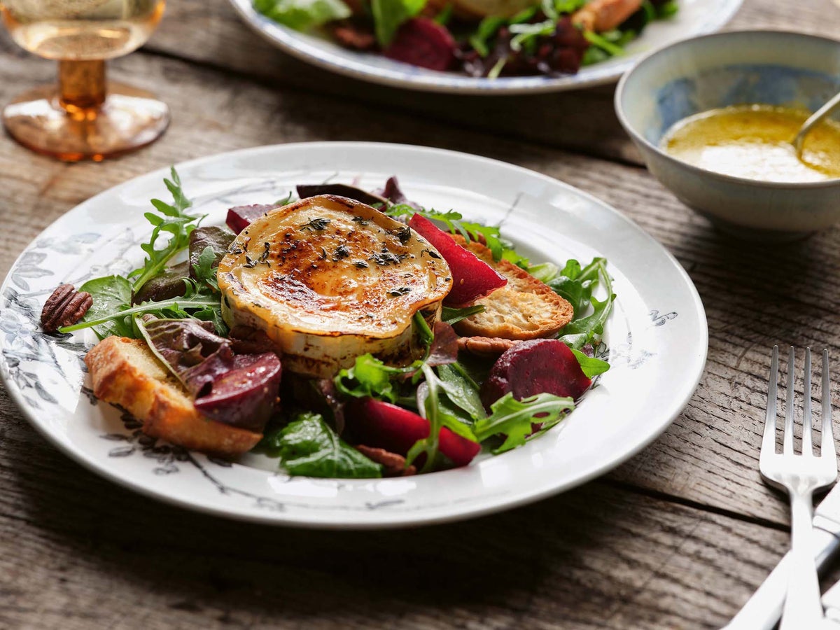 Tom Kerridge’s simple but sophisticated grilled goat’s cheese salad recipe