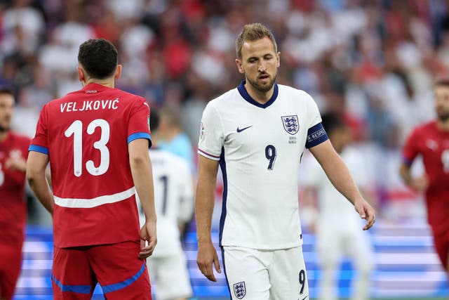 <p>England captain Harry Kane had just two touches in the first half of the Euro 2024 opener against Serbia </p>
