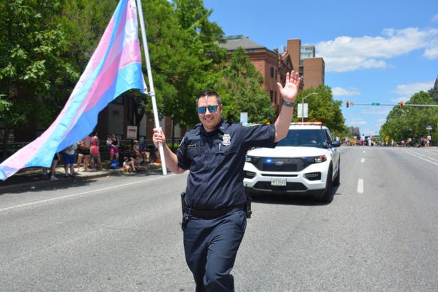 <p>The Baltimore Police Department marched during the Pride parade on Saturday. The event ended when the crowd went into a panic when Mace was sprayed during a fight and fireworks filled the sky.  </p>