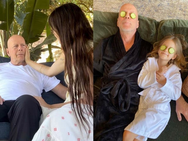 <p>Bruce Willis with his daughters, Scout and Evelyn </p>