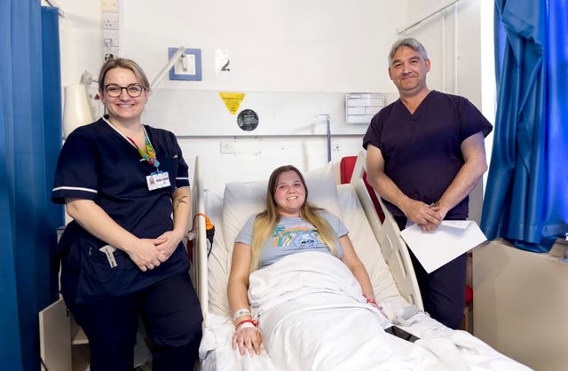<p>A UHS nurse, Danielle Harding, and consultant general and oesophagogastric surgeon at UHS Fergus Noble. Danielle Harding, 30, is the first patient with gastro-oesophageal reflux disease to undergo the RefluxStop procedure at UHS</p>