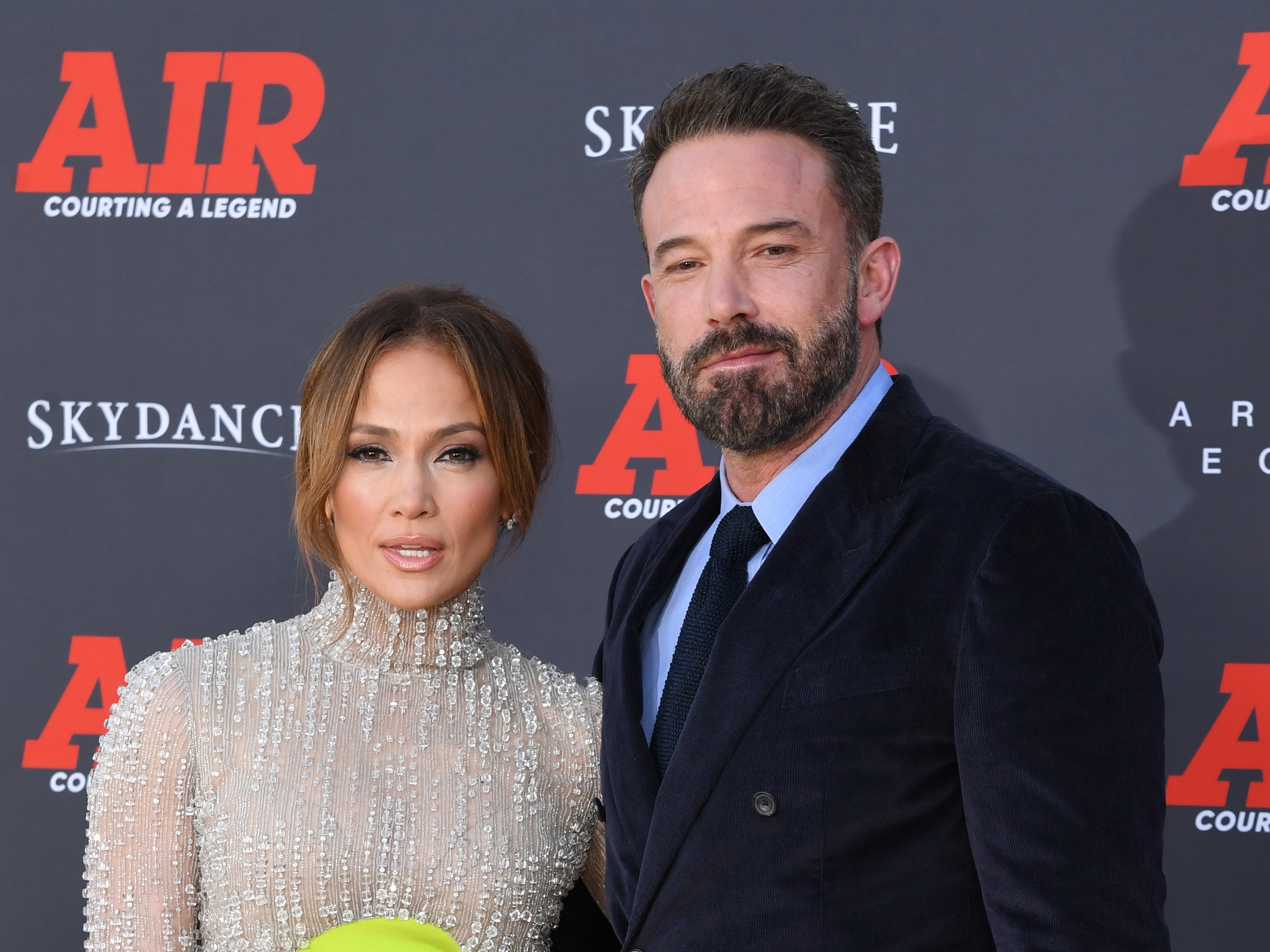 Jennifer Lopez and Ben Affleck attend Amazon Studios' World Premiere Of ‘AIR’ at Regency Village Theatre on March 27, 2023 in Los Angeles, California