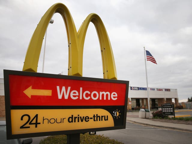 <p>A McDonald’s drive-through in Des Plaines, Illinois, October 2023</p>