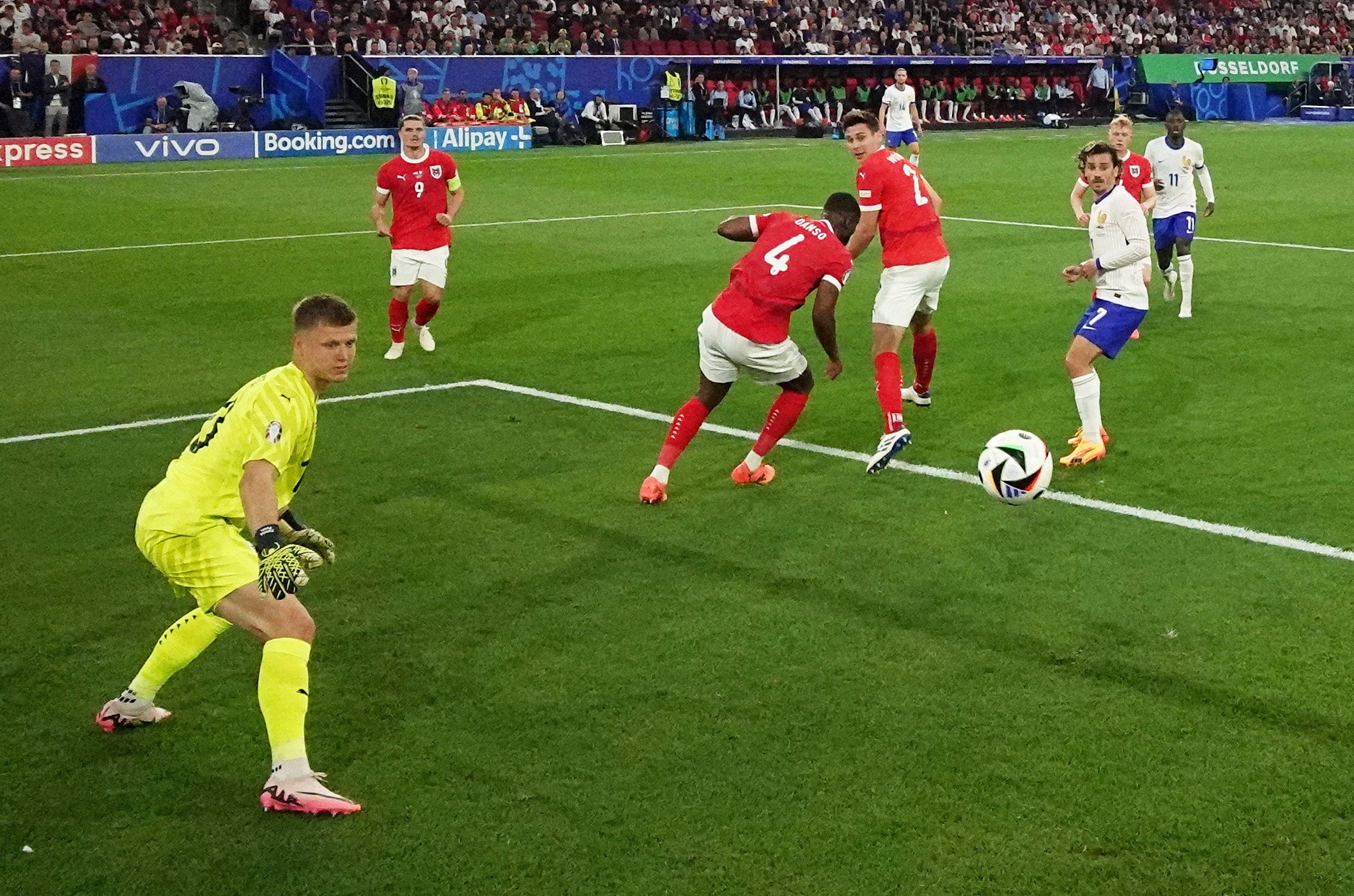 Austria’s Max Wober scores an own goal against France