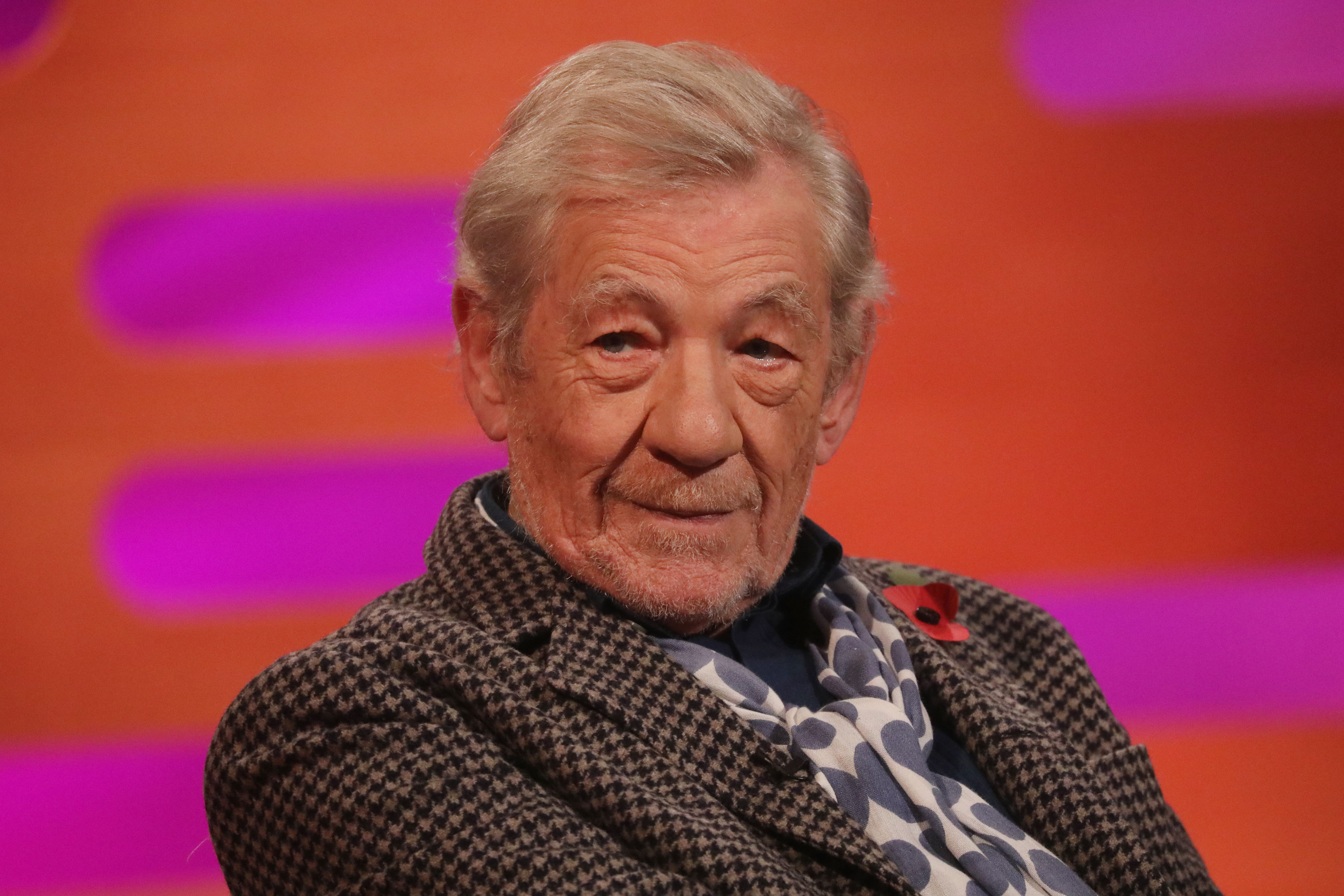 Sir Ian McKellen was taken to hospital after falling off stage