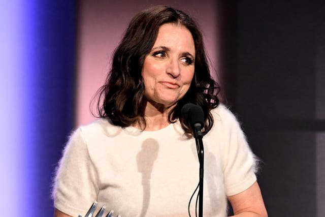 <p>Julia Louis-Dreyfus speaks during the 28th Annual Webby Awards at Cipriani Wall Street on 13 May 2024</p>