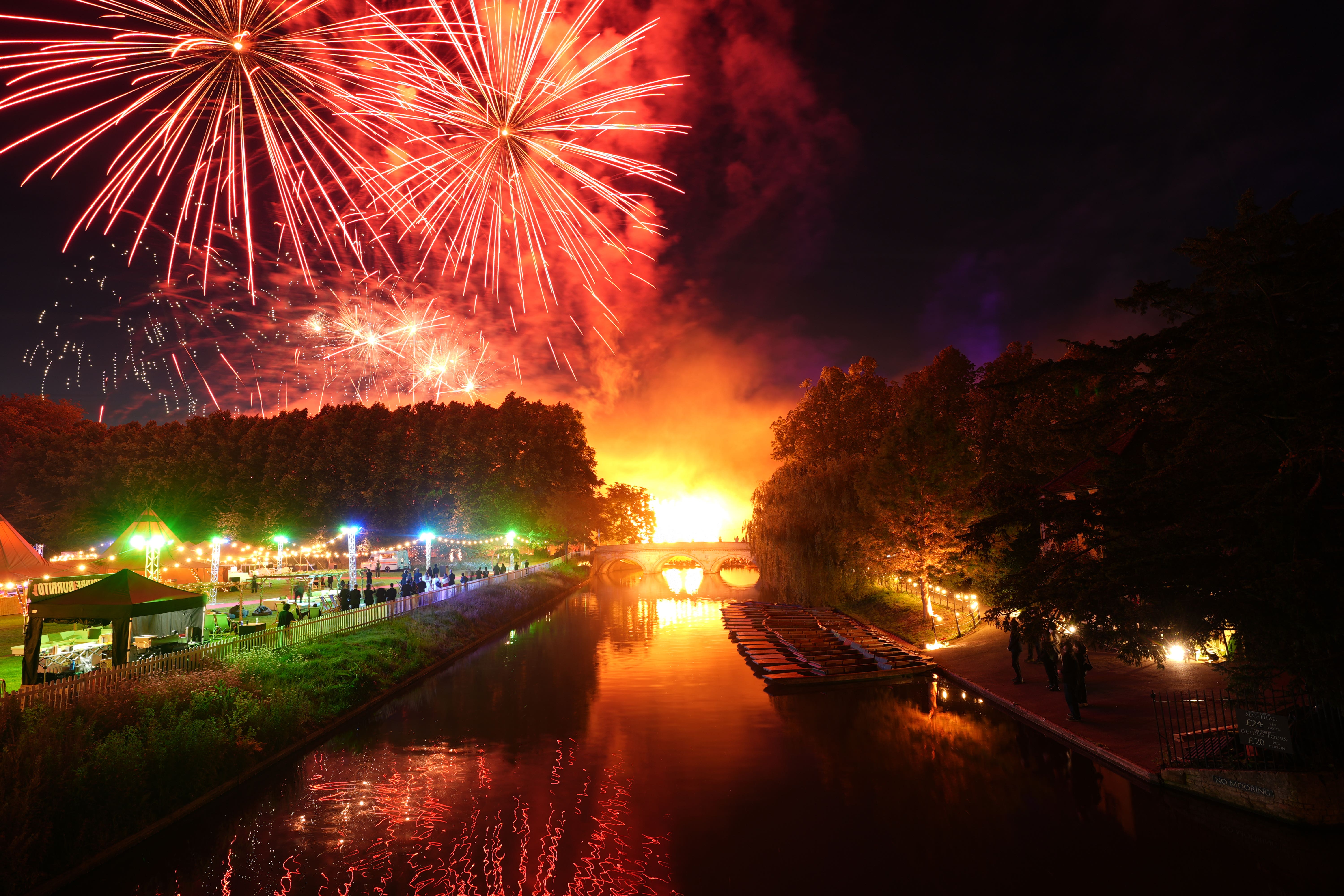 Fireworks explode over the River Cam (Joe Giddens/PA)