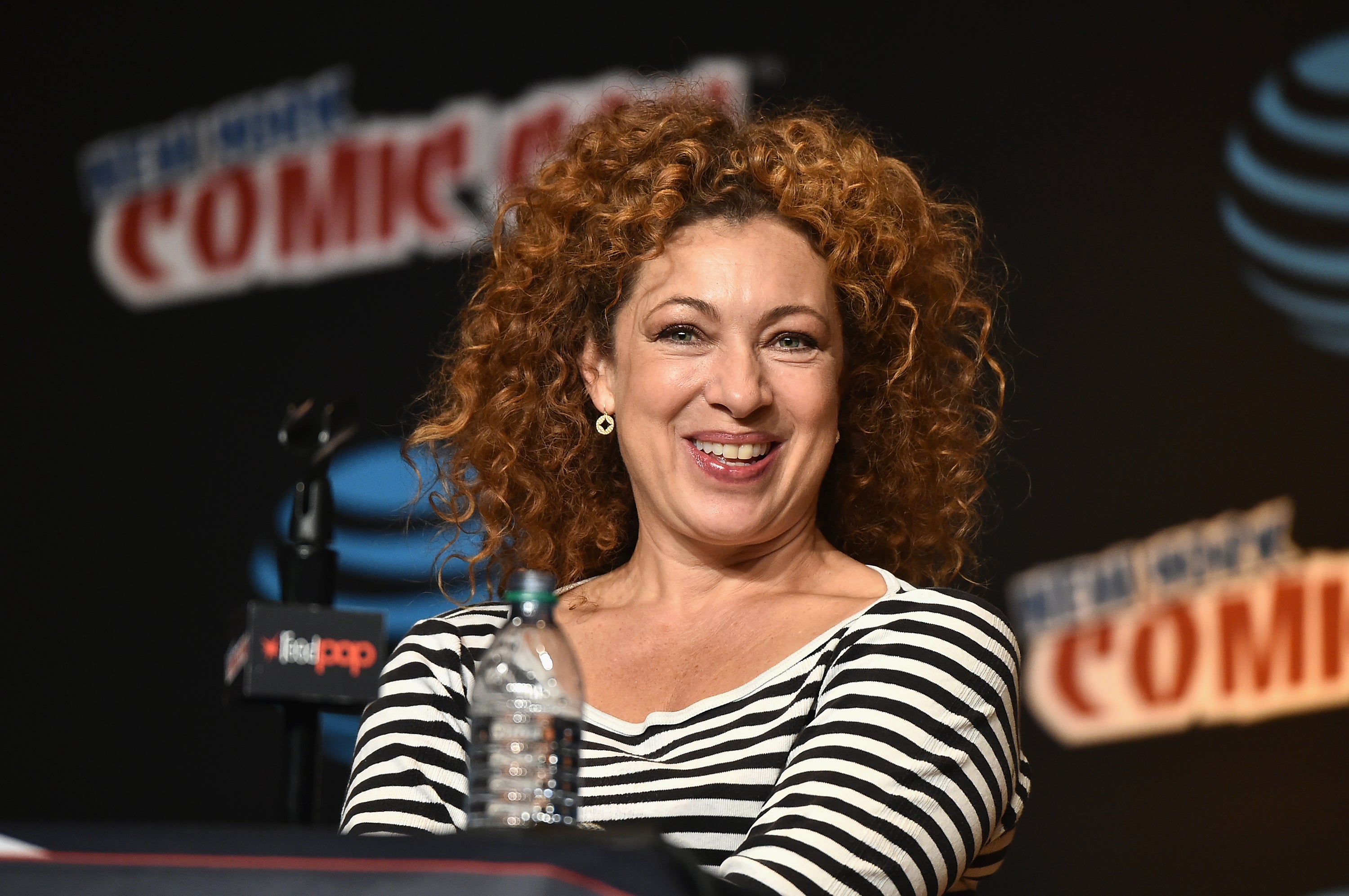 Kingston speaking on a ‘Doctor Who’ panel in 2016
