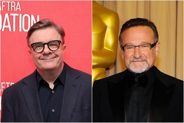 <p>Nathan Lane and Robin Williams</p>