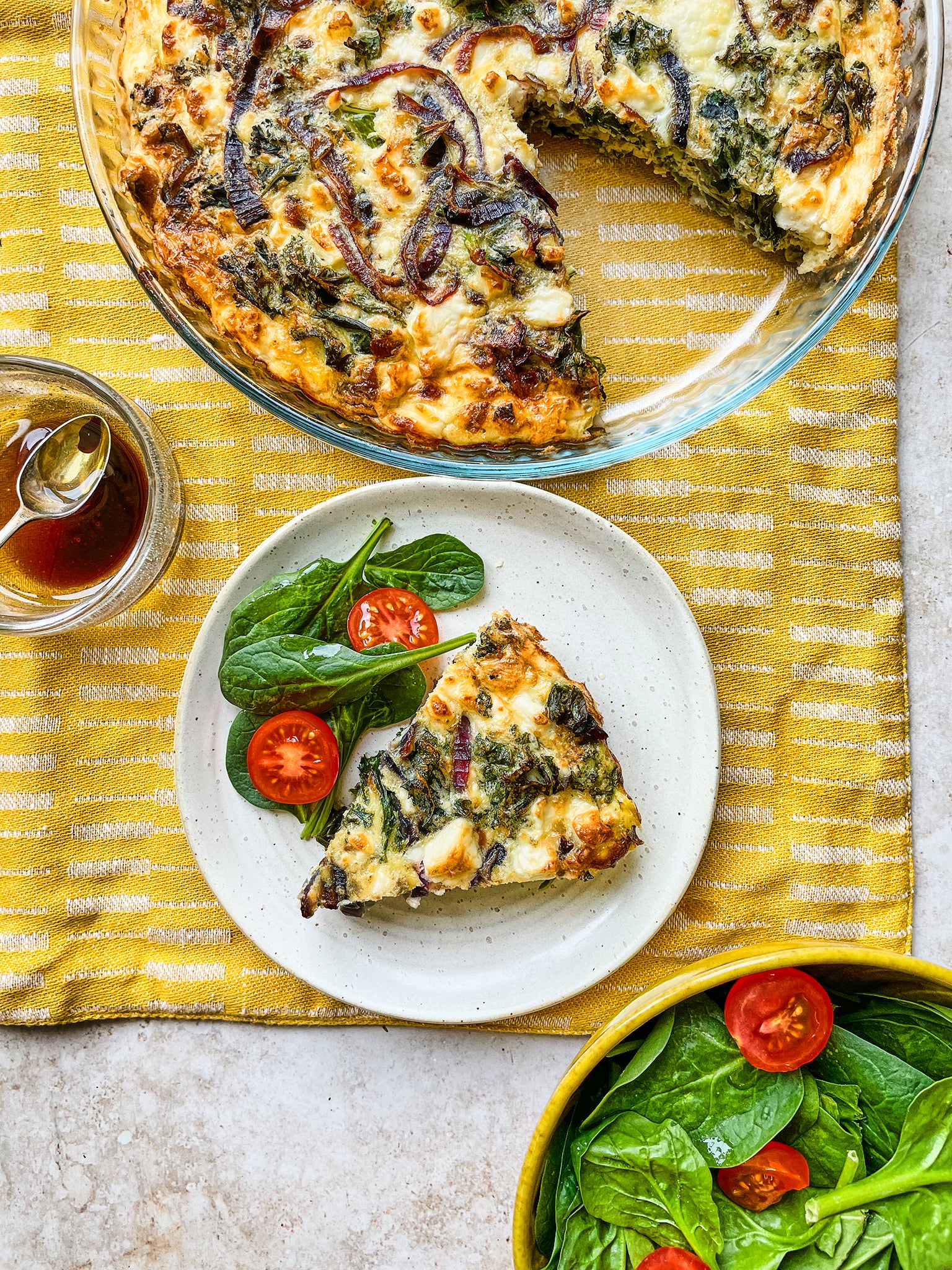 The kale crustless quiche can be made ahead and goes down a storm at picnics