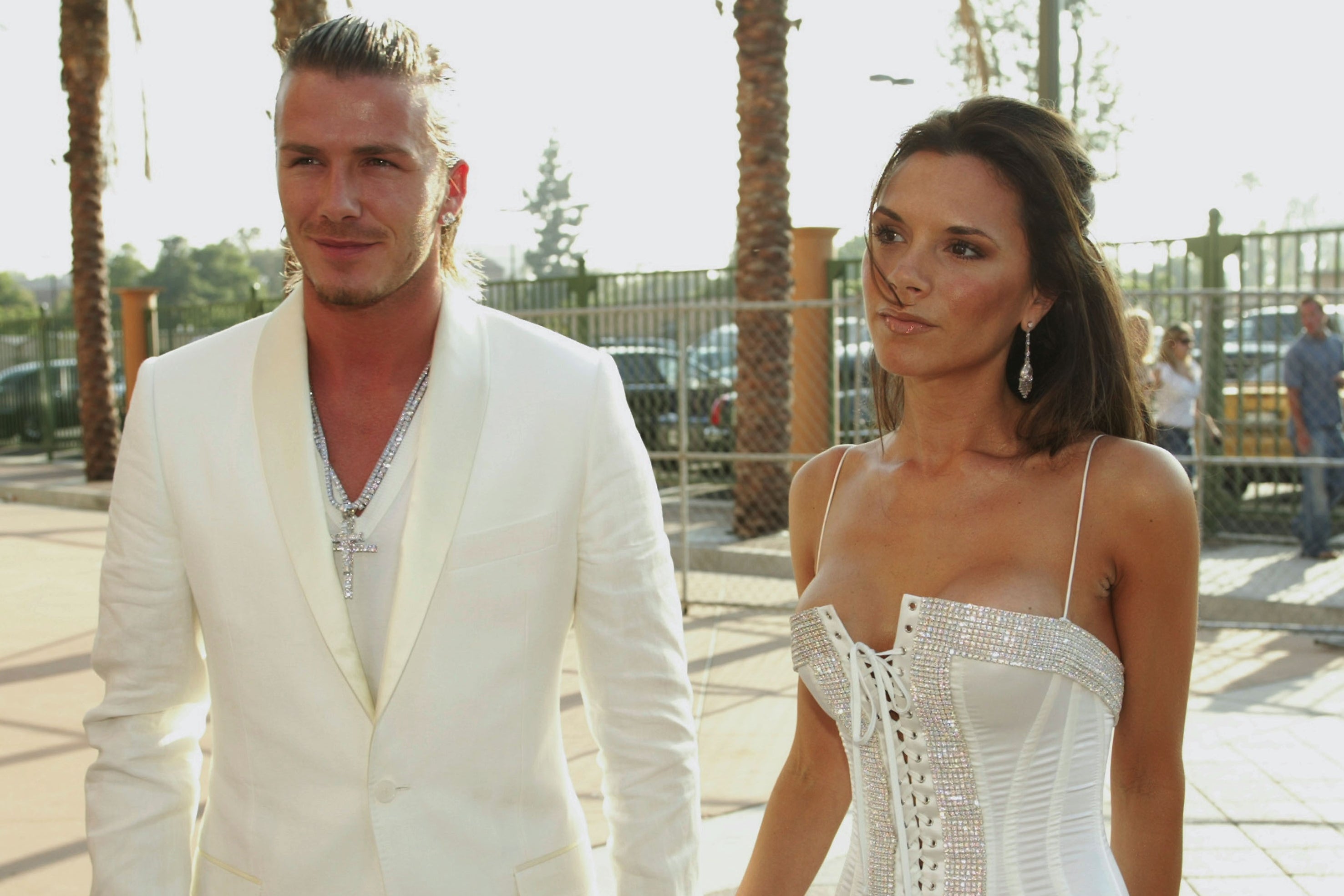 David and Victoria Beckham attend the 2003 MTV Movie Awards