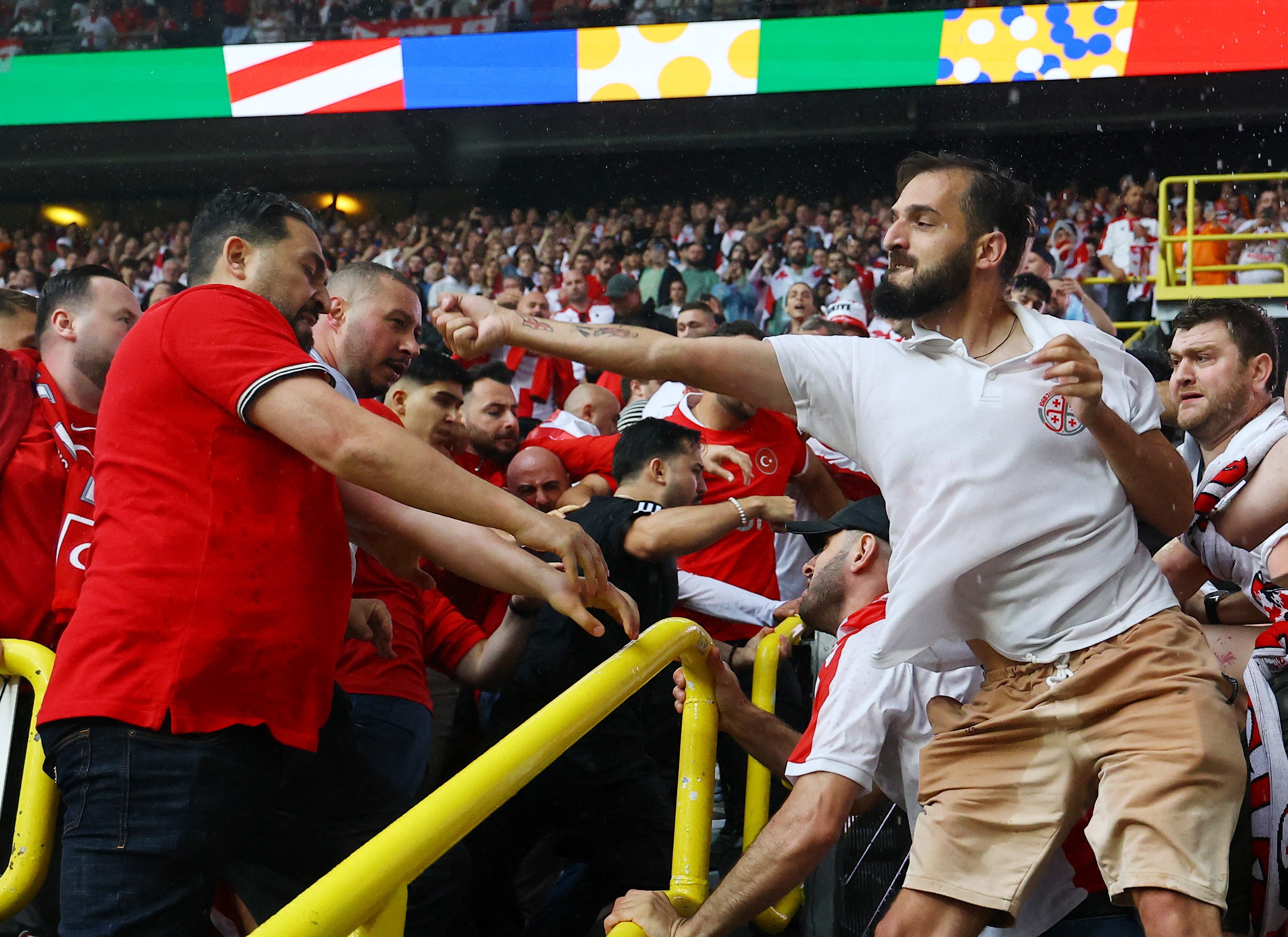 Turkey and Georgia fans fight in stands in violent scenes before Euro ...