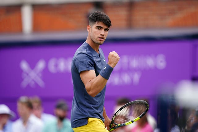 Carlos Alcaraz beat Francisco Cerundolo (Zac Goodwin/PA)