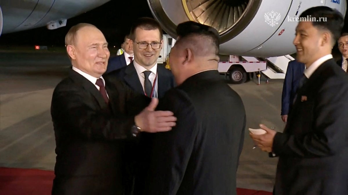 Vladimir Putin arrives in North Korea ahead of talks with Kim Jong-un