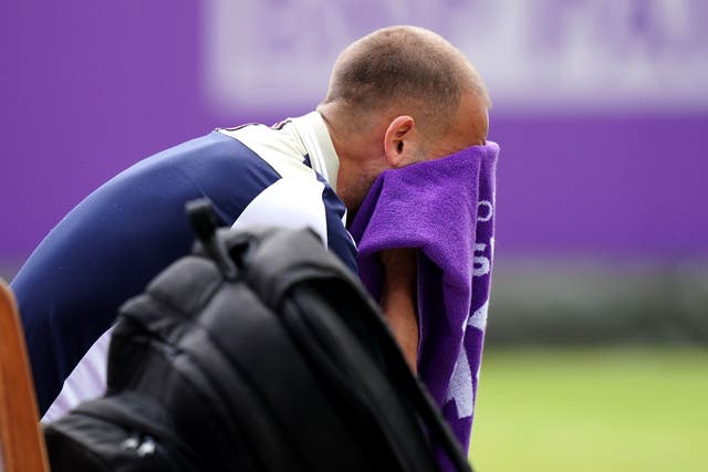 Dan Evans fears he has damaged medial collateral ligaments in his right knee (Zac Goodwin/PA)