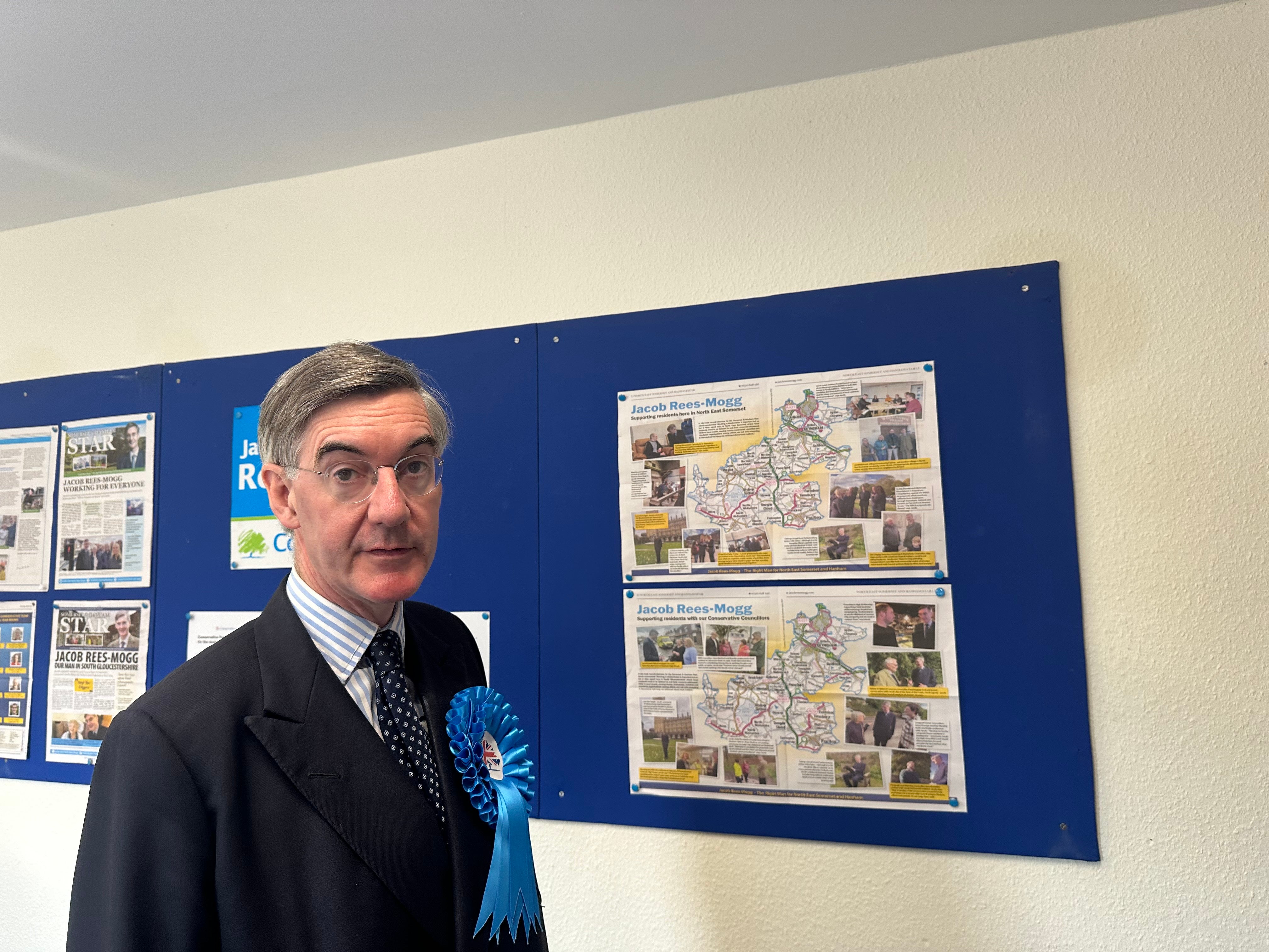 A map showing the redrawn constituency is displayed in Jacob Rees-Mogg’s office