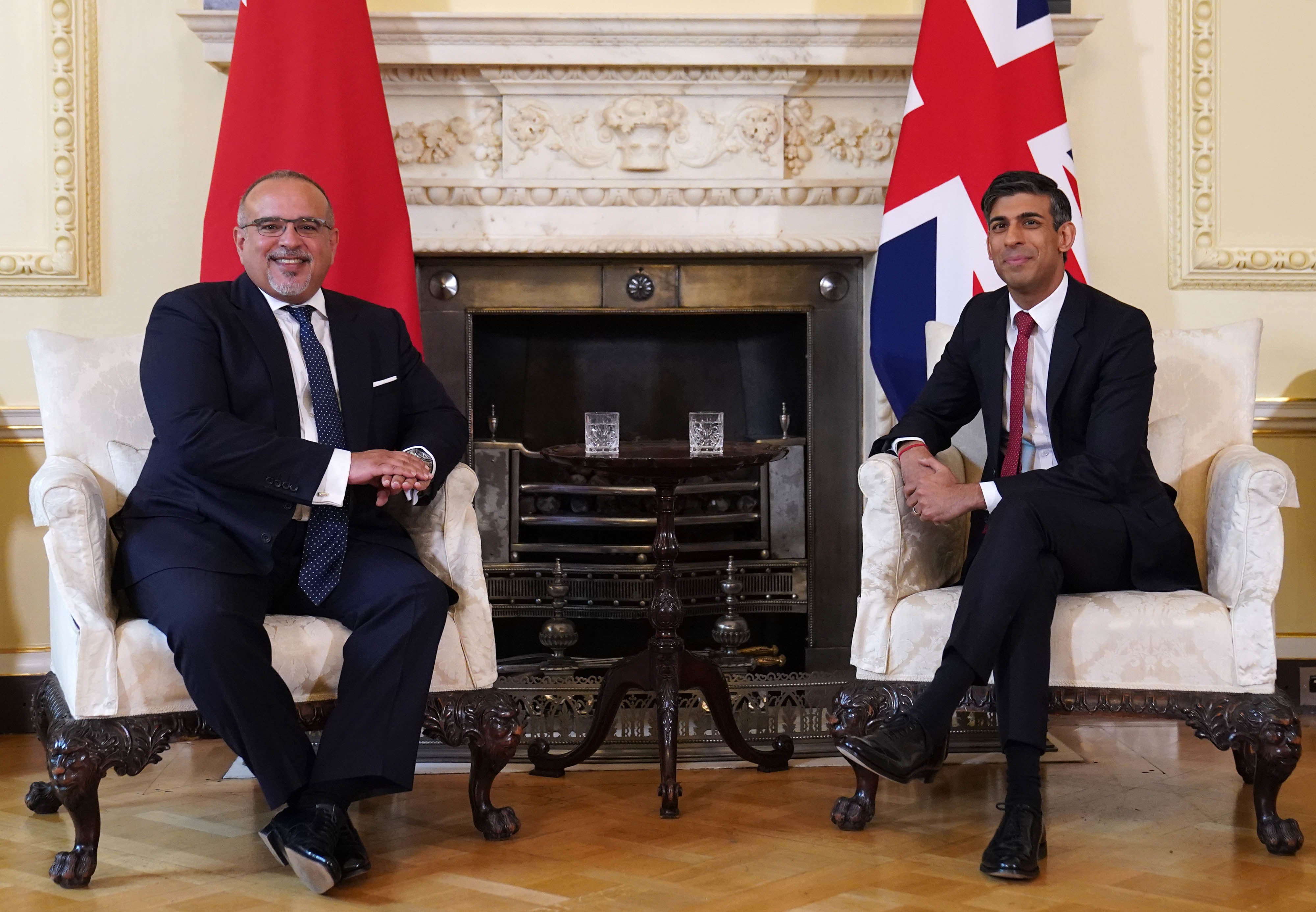 Prime Minister Rishi Sunak (right) with the Crown Prince of Bahrain, Salman bin Hamad Al Khalifa at 10 Downing Street in July 2023.