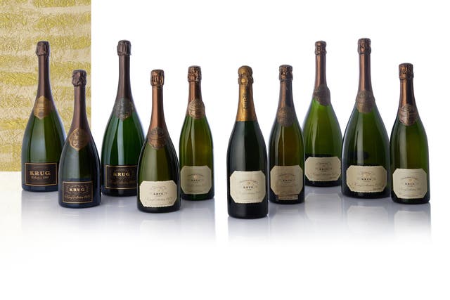 <p>This collection of Krug bottles of champagne dating back as far as 1959 will be up for sale </p>