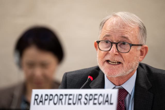 <p>Richard Bennett delivers his report to UN Human Rights Council in Geneva</p>