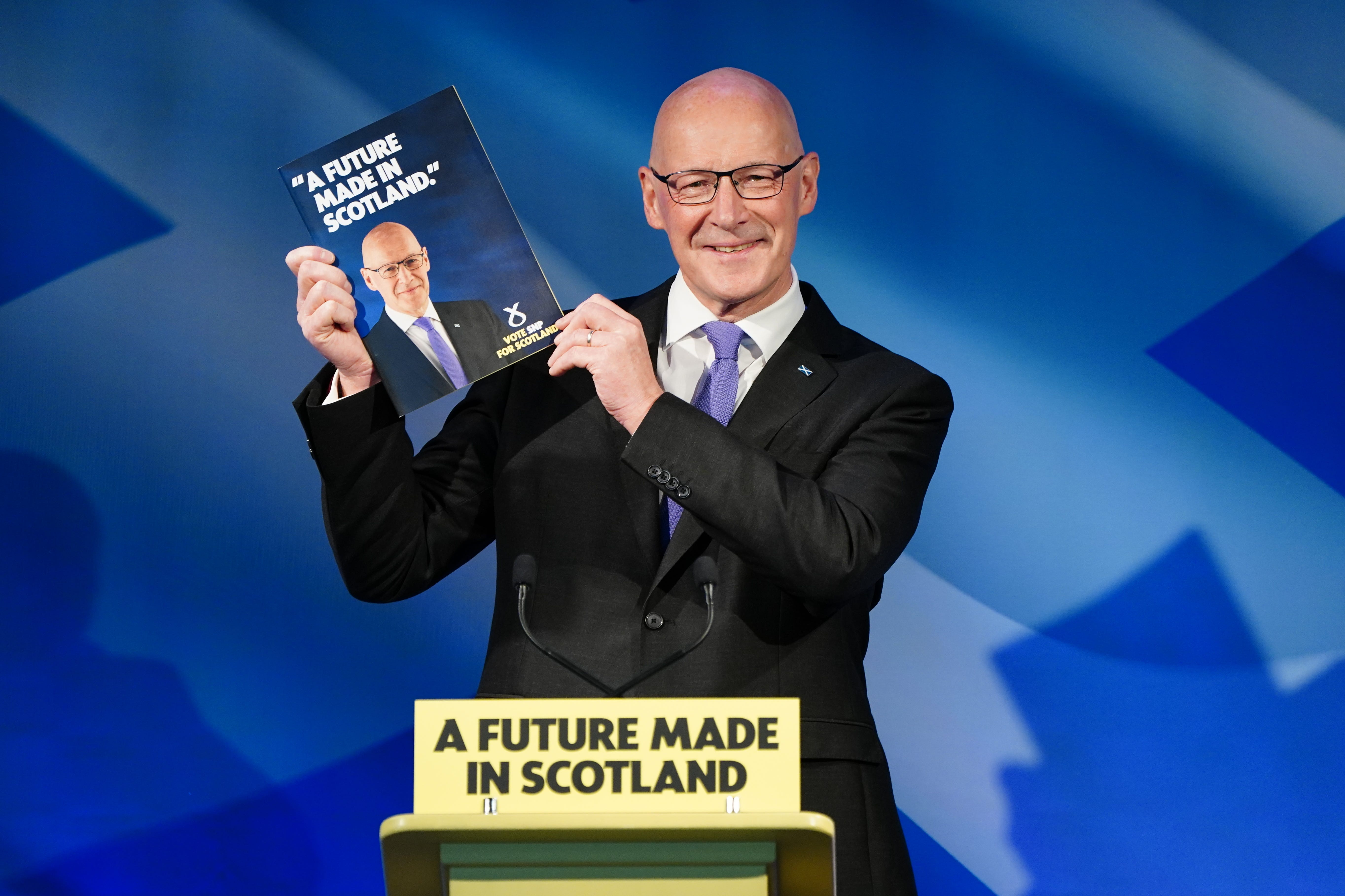 First Minister John Swinney launched the SNP manifesto in Edinburgh on Wednesday (Jane Barlow/PA)