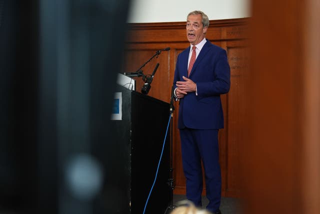 Reform UK’s Nigel Farage said he had written to the British Polling Council (James Manning/PA)