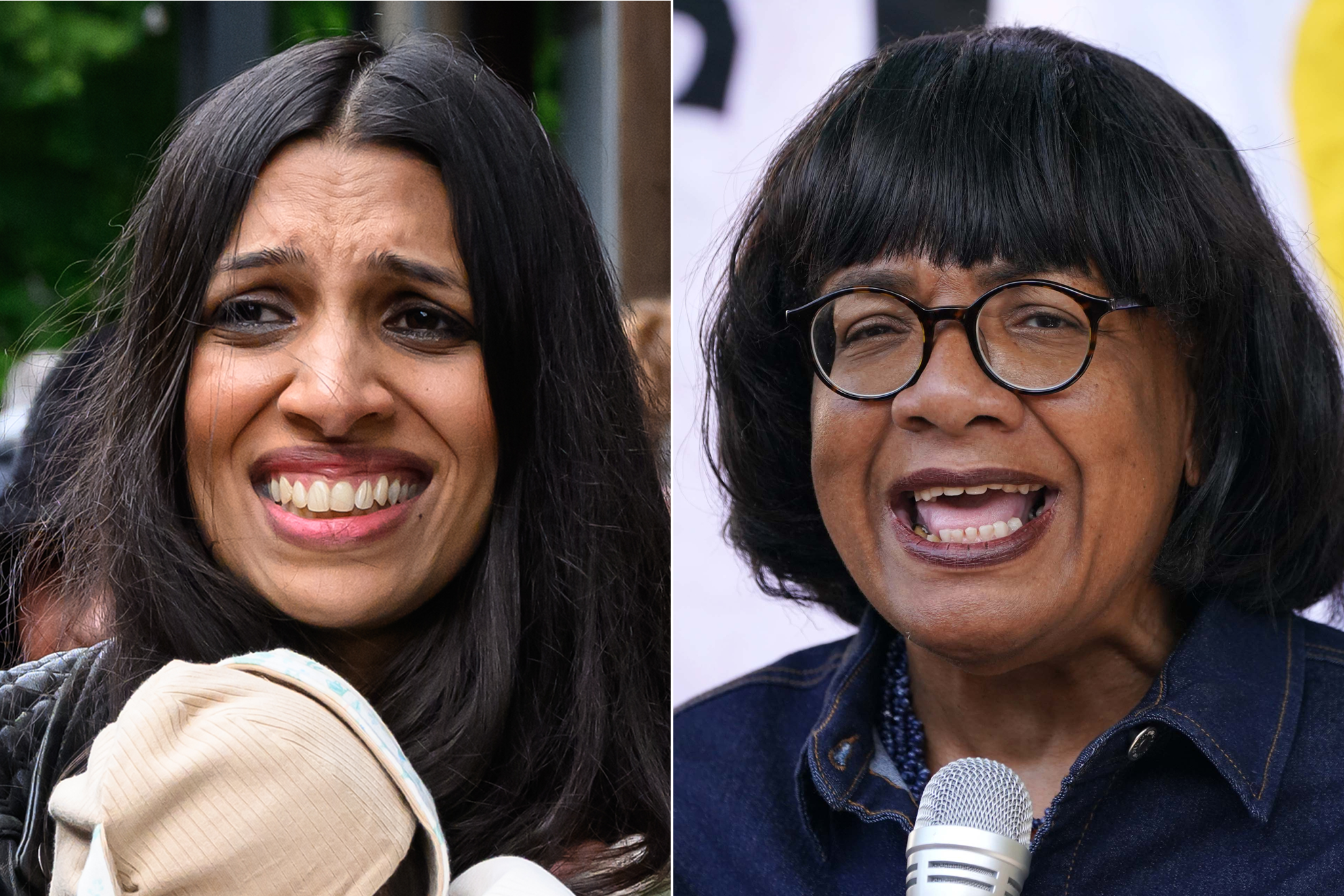 Labour has seen rows over the candidacies of Faiza Shaheen (left) and Diane Abbott during the election campaign