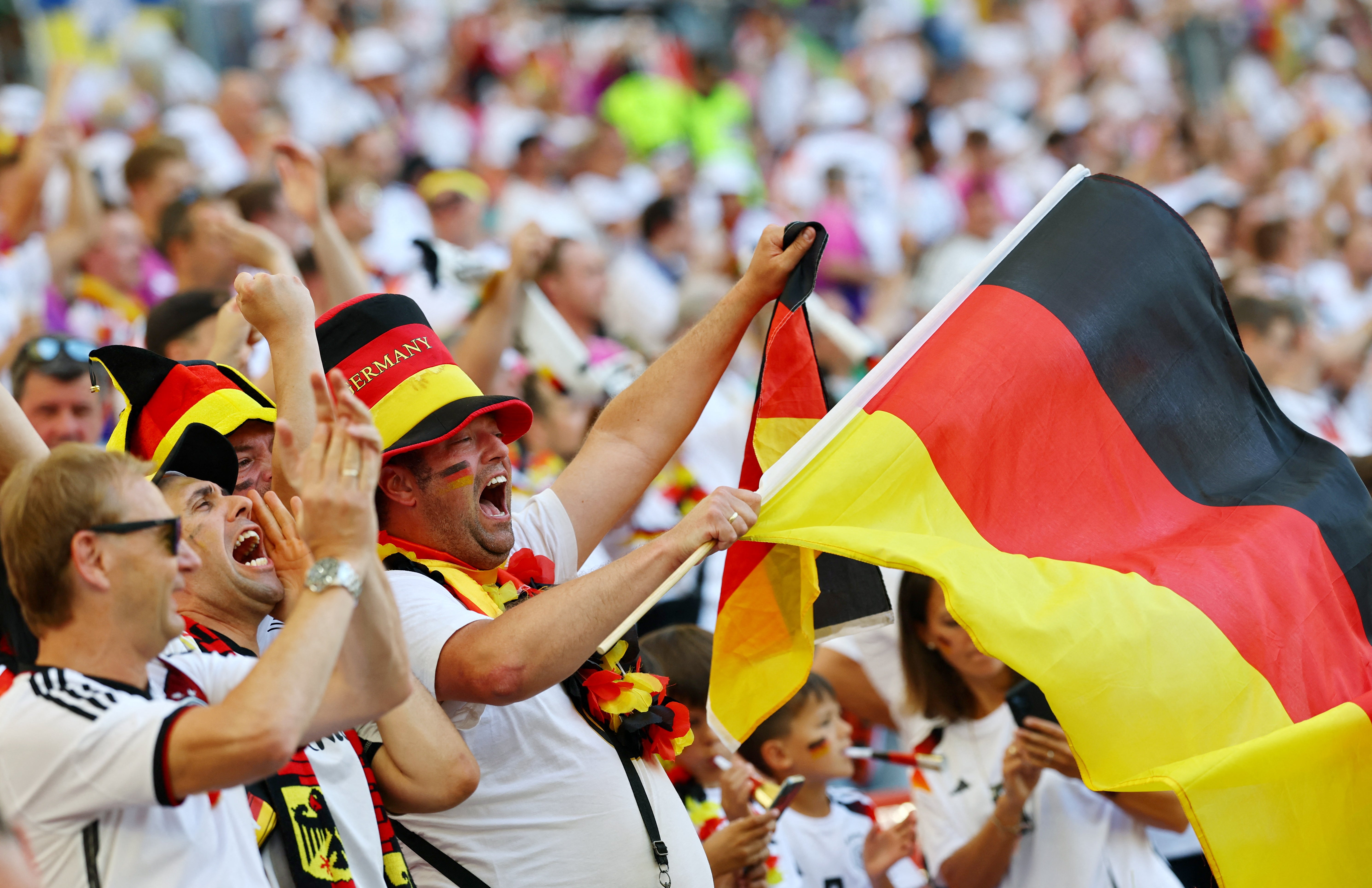 Germany fans get in the mood before kick-off against Hungary