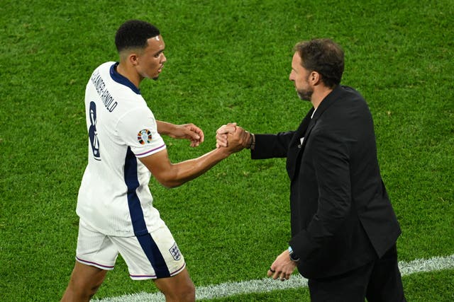 <p>Gareth Southgate looks set to continue with Trent Alexander-Arnold in midfield against Denmark </p>
