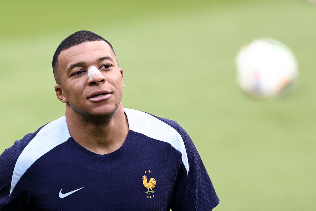 Kylian Mbappe trains after breaking nose and drops hint over Euro 2024 return