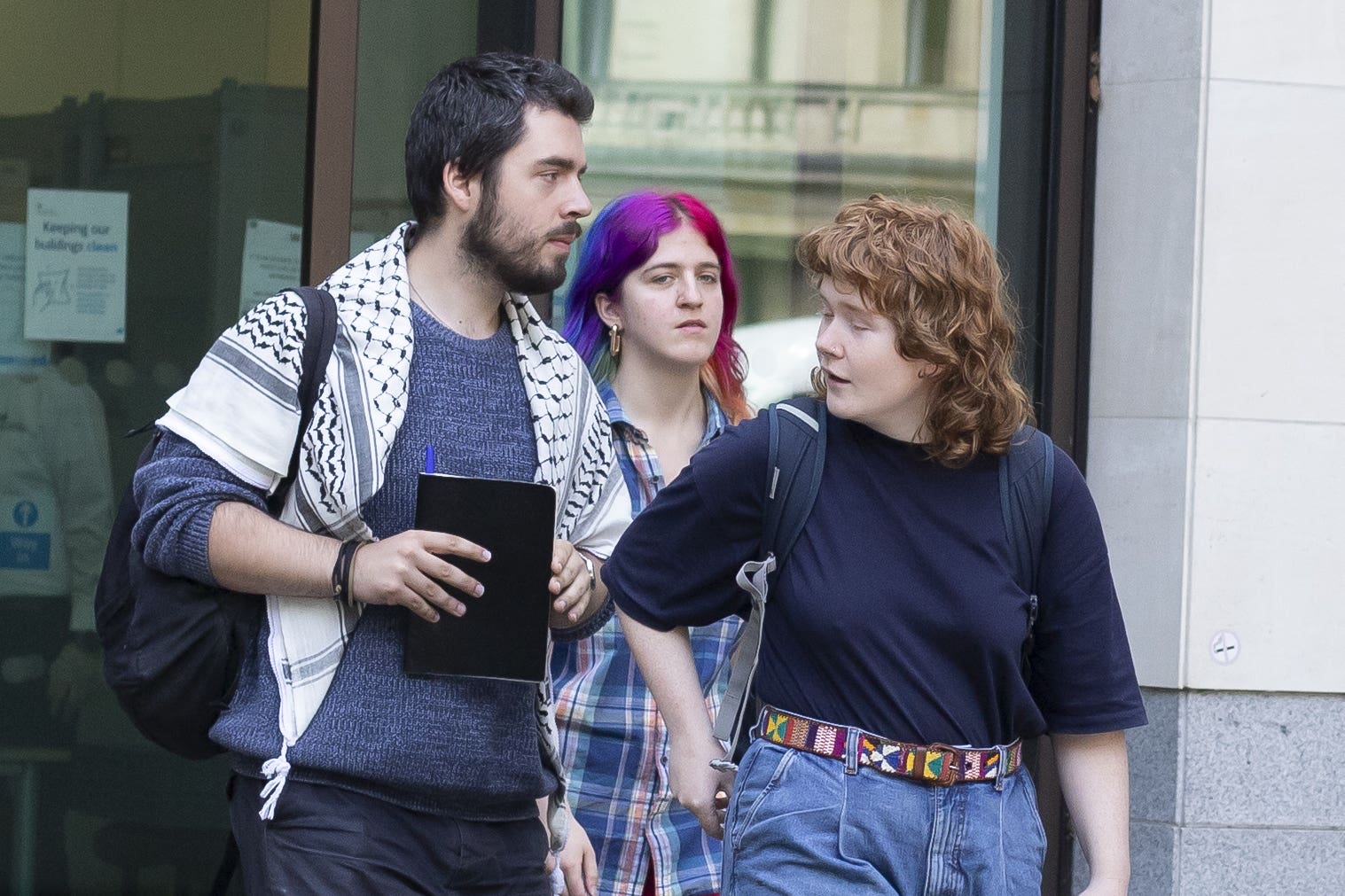 Daniel Formentin, left to right, Zosia Lewis and Leonorah Ward were appearing at Westminster Magistrates’ Court (Charlotte Coney/PA)