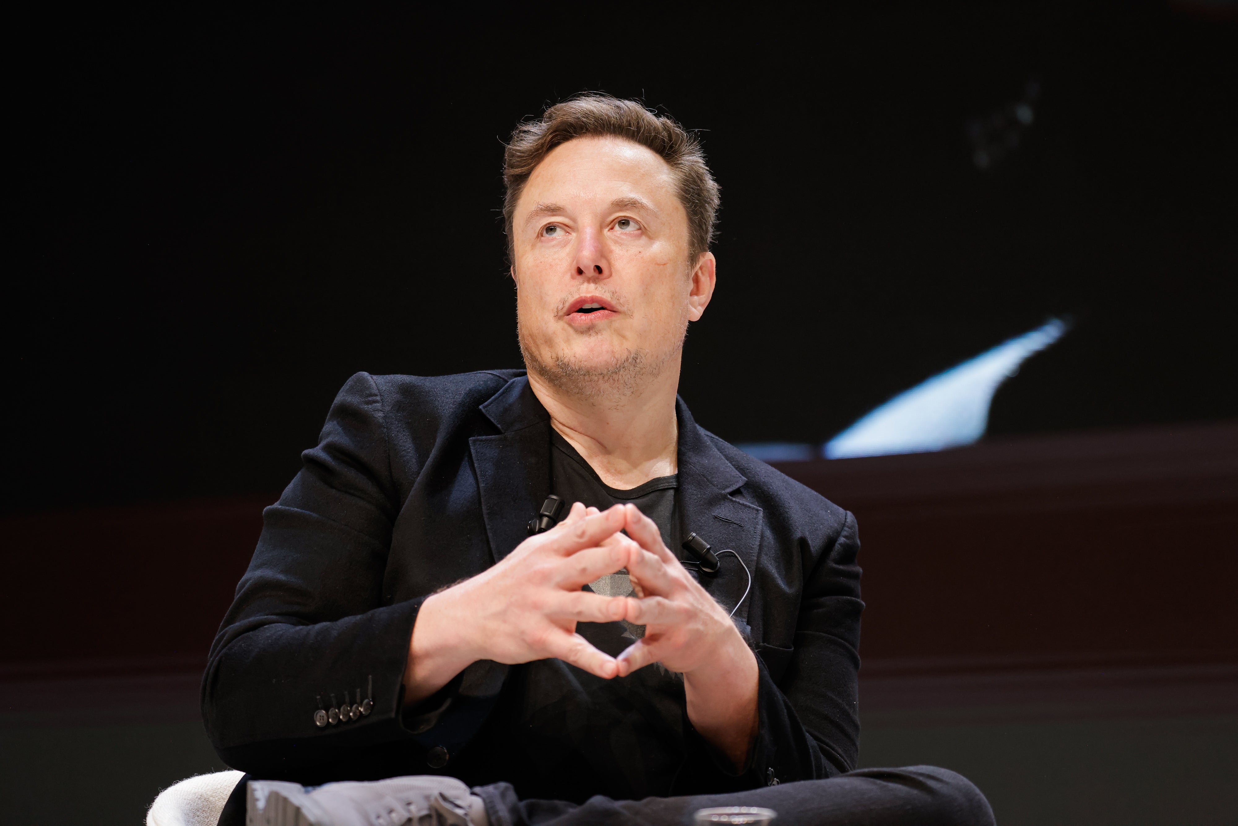 Chief Technology Officer of X Elon Musk speaks onstage during the “Exploring the New Frontiers of Innovation: Mark Read in Conversation with Elon Musk” session at the Lumiere Theatre during the Cannes Lions International Festival Of Creativity 2024 - Day Three on June 19, 2024 in Cannes, France.