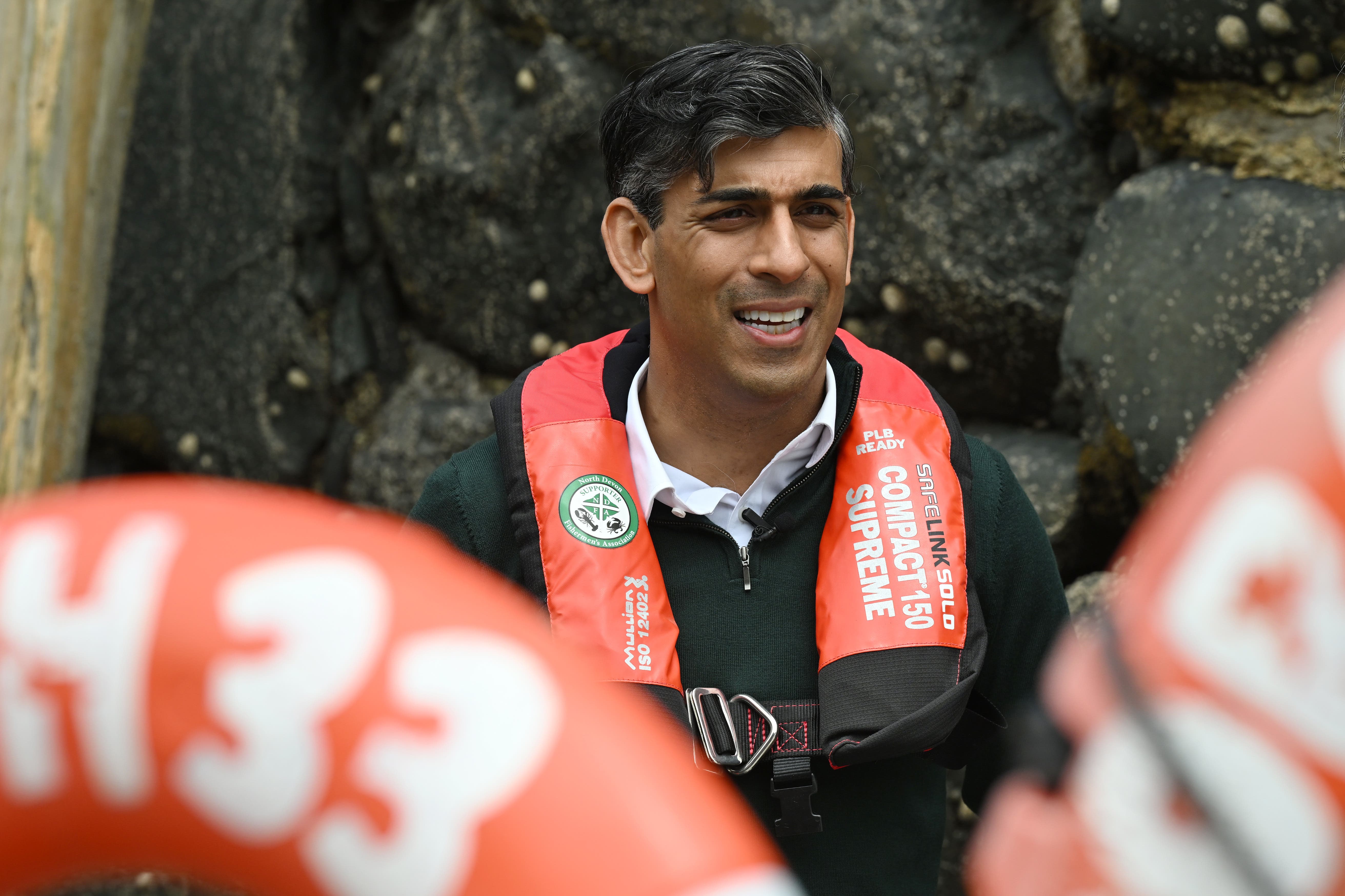 Prime Minister Rishi Sunak, during a visit to Clovelly in North Devon, while on the General Election campaign trail. Picture date: Tuesday June 18, 2024 Leon Neal/PA)