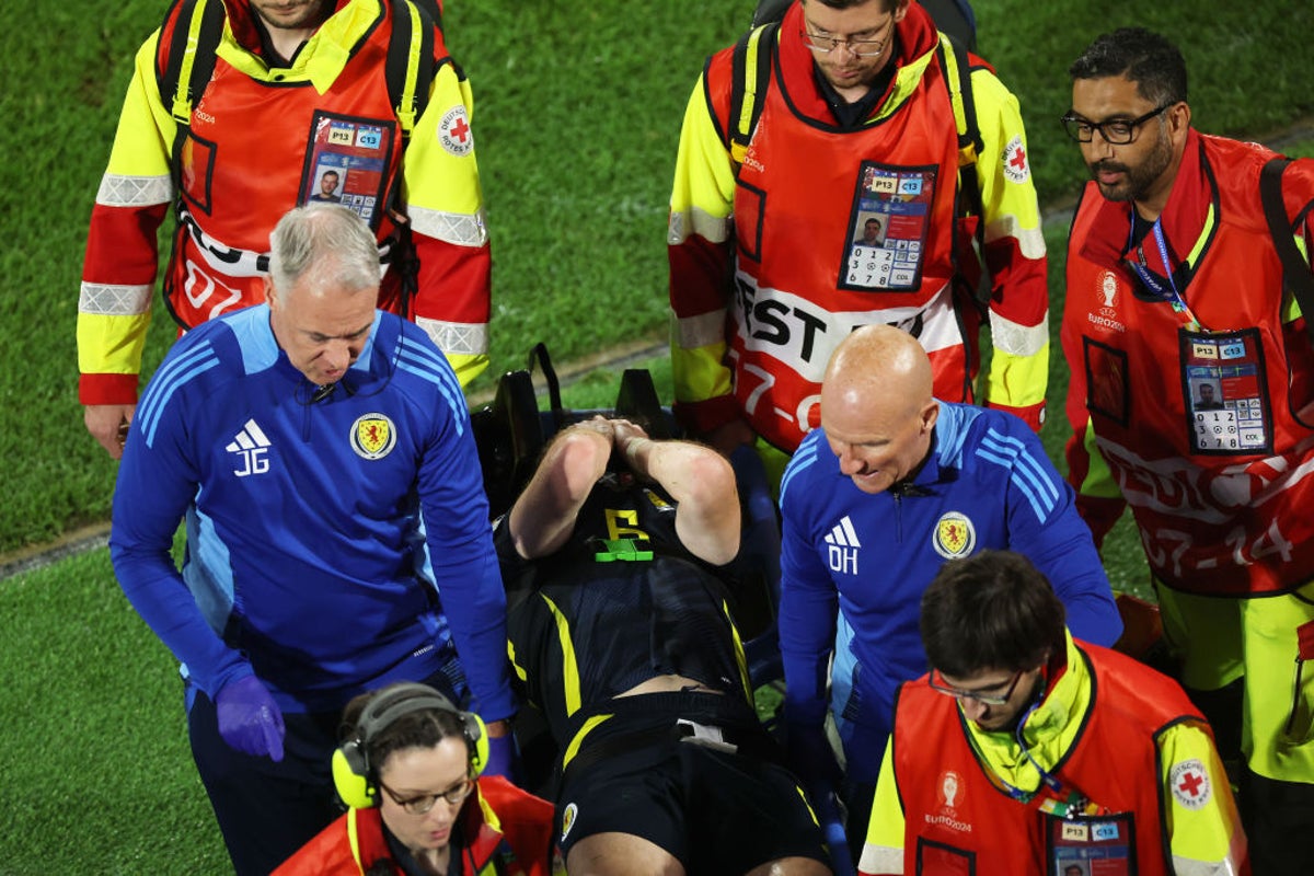Kieran Tierney injury update after Scotland defender stretchered off Euro 2024 game