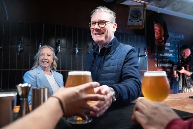 Labour Party leader Sir Keir Starmer visited a brewery in Camden in London while campaigning in the capital ahead of the General Election (Stefan Rousseau/PA)