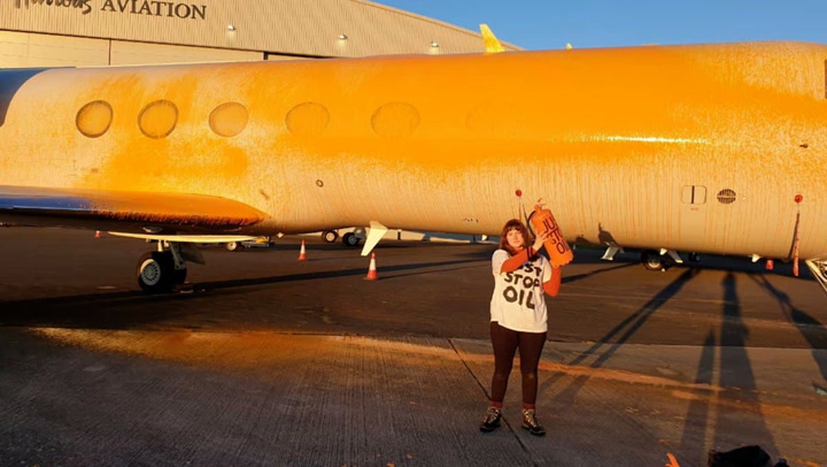 Just Stop Oil protesters spray private jets orange in airfield where Taylor Swift’s plane is parked