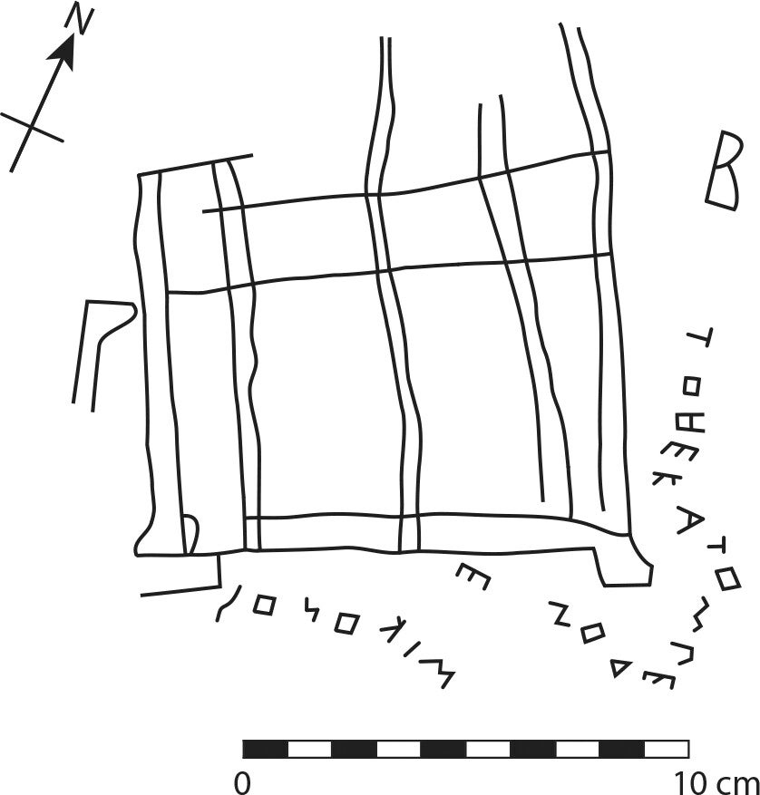 Sketch of the graffiti, indicating reasonably secure lines and letters