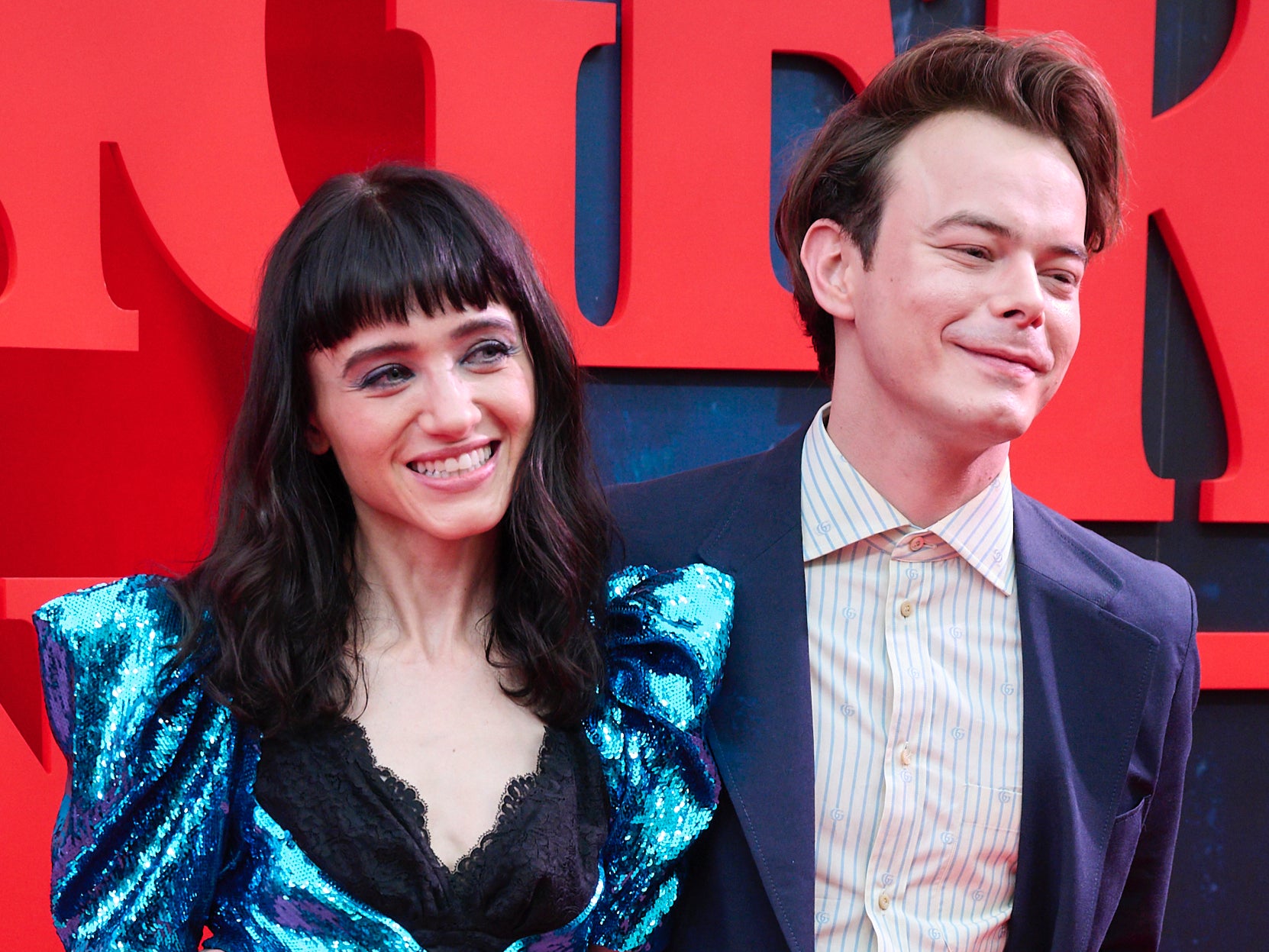 Natalia Dyer and Charlie Heaton at the premiere for season 4 of Stranger Things in 2022
