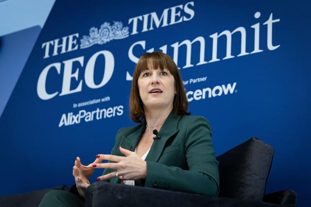 <p>Shadow chancellor Rachel Reeves speaking during the Times CEO Summit in London</p>