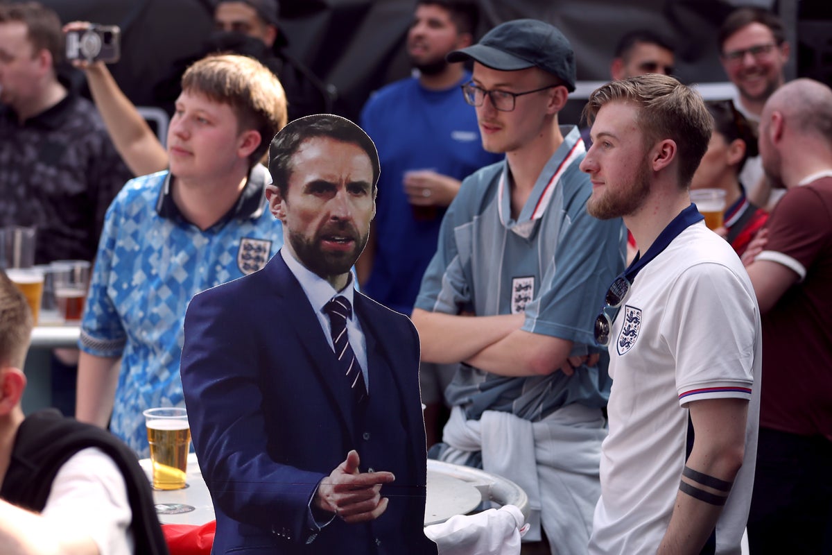 Watch live: Fans gather in London to watch England’s Euro 2024 match against Denmark