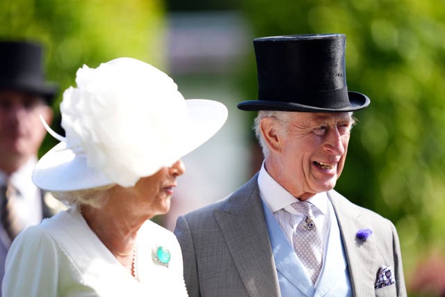 The King and Queen on day three of Royal Ascot at Ascot Racecourse, Berkshire (John Walton/PA)