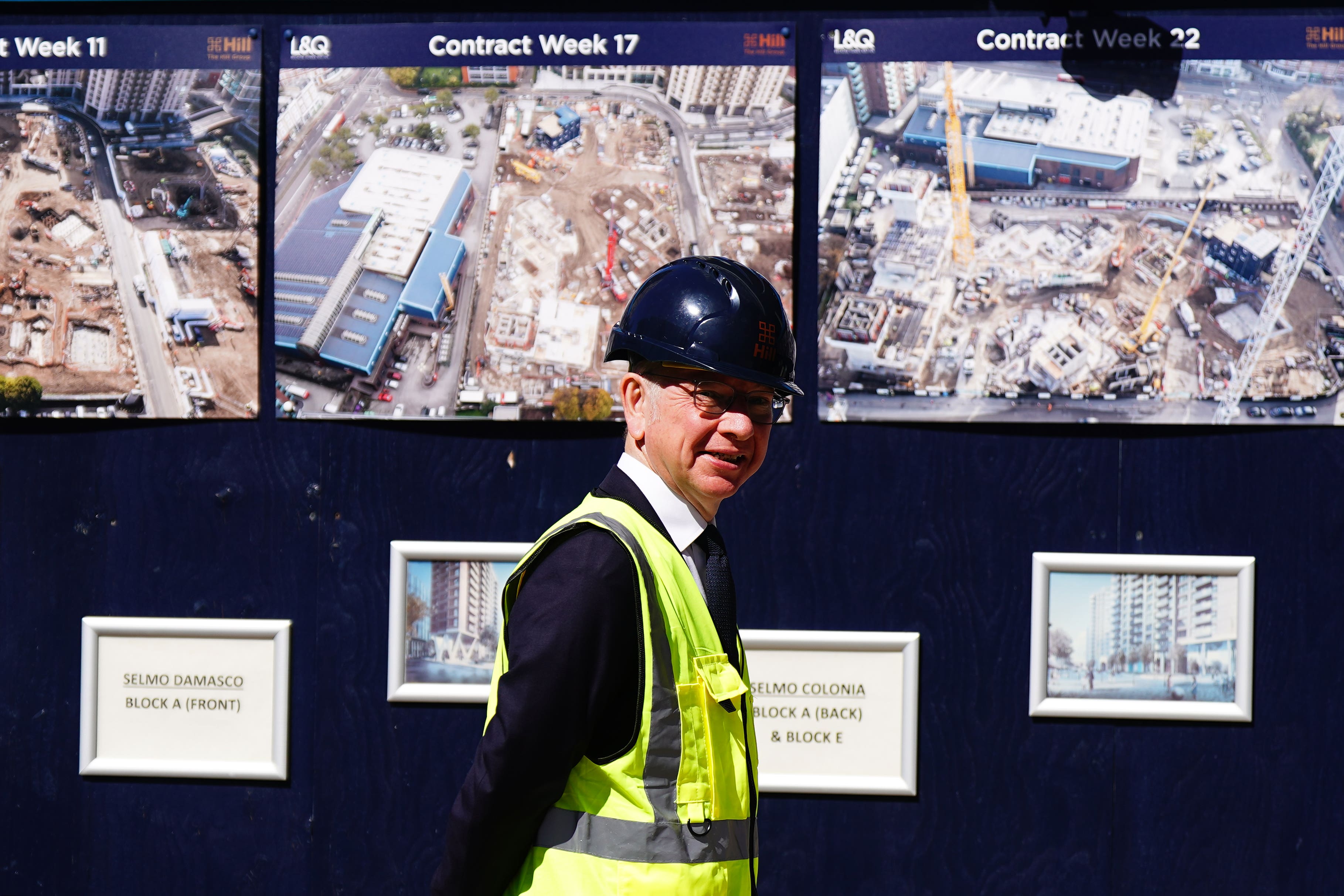 Minister for Levelling Up, Housing, and Communities Michael Gove during a housing visit in West London