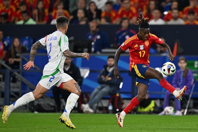 <p>Nico Williams produced a sublime performance for Spain</p>