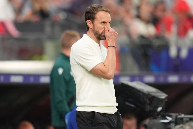 <p>Gareth Southgate admits England are struggling to deal with the pressure at Euro 2024 (Adam Davy/PA)</p>