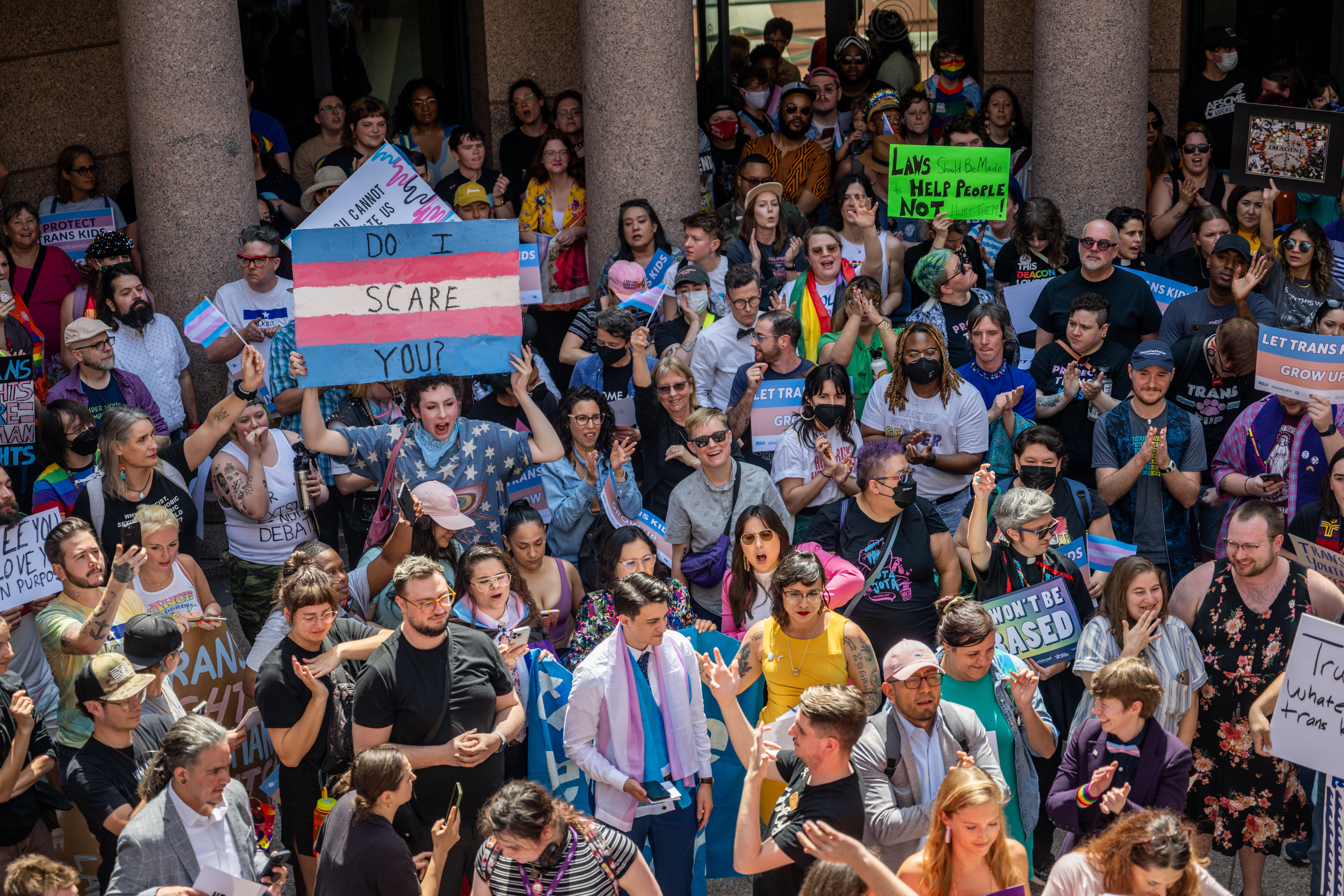 Activists rally against anti-trans legisaltion at the Texas State Capitol in Austin in March 2023