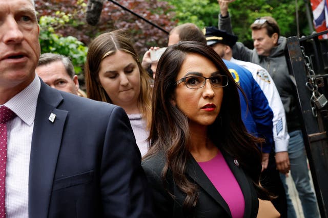 <p>Lauren Boebert appears outside of a Manhattan criminal courthouse in May where she and other Republicans attended the felony hush money trial of Donald Trump</p>
