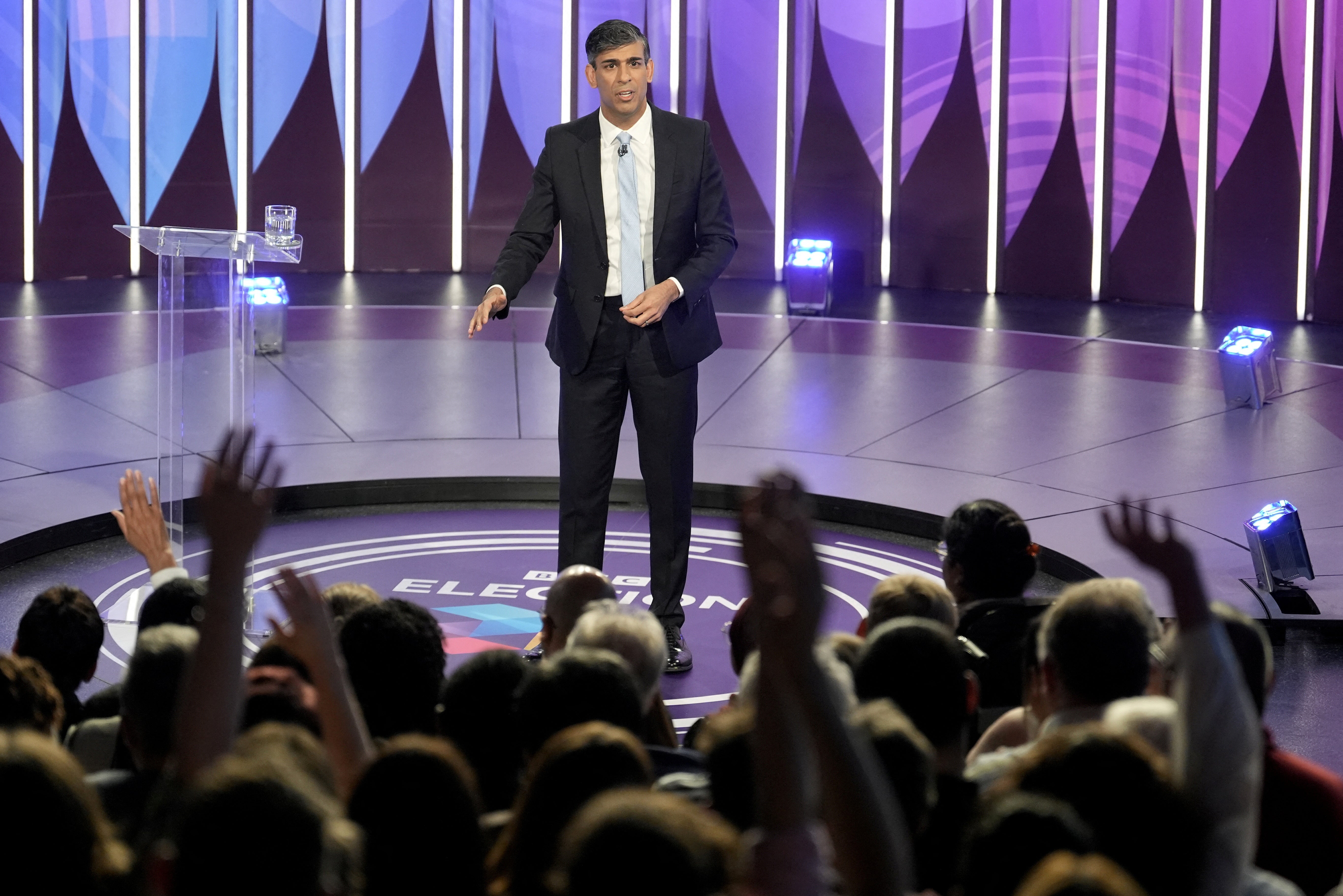Rishi Sunak speaks during a BBC ‘Question Time’ Leaders’ Special in York last Thursday